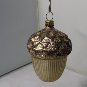 Pretty Glass Acorn Christmas Holiday Tree Ornament